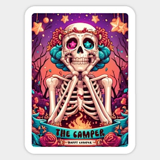 "The Camper" Skeleton Tarot Card Sticker